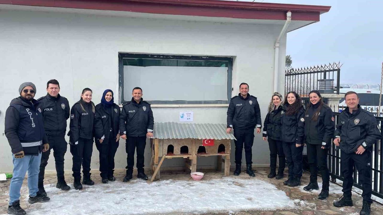 Sivrice Emniyet Müdürlüğü, Sokak Kedileri İçin Kedi Evi Yaptı ve Düzenli Besleme Sağlıyor