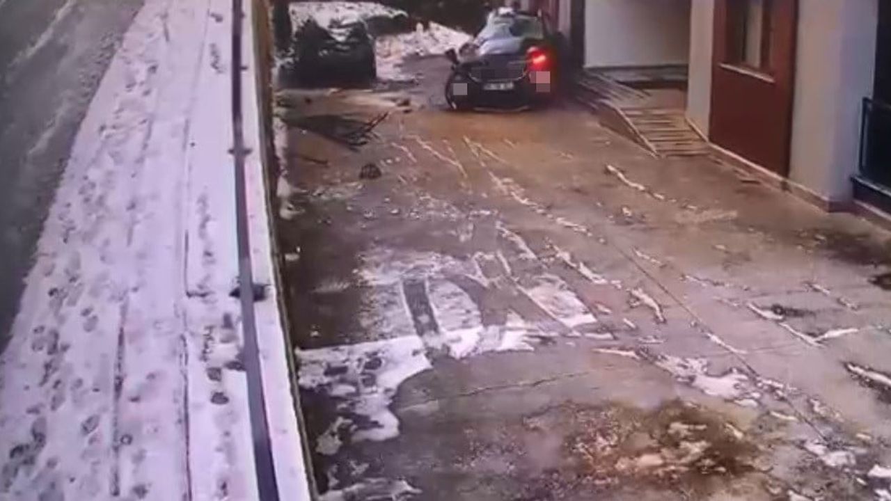 Trabzon'da buzlanma: Cip kontrolden çıkarak sitenin bahçesine düştü