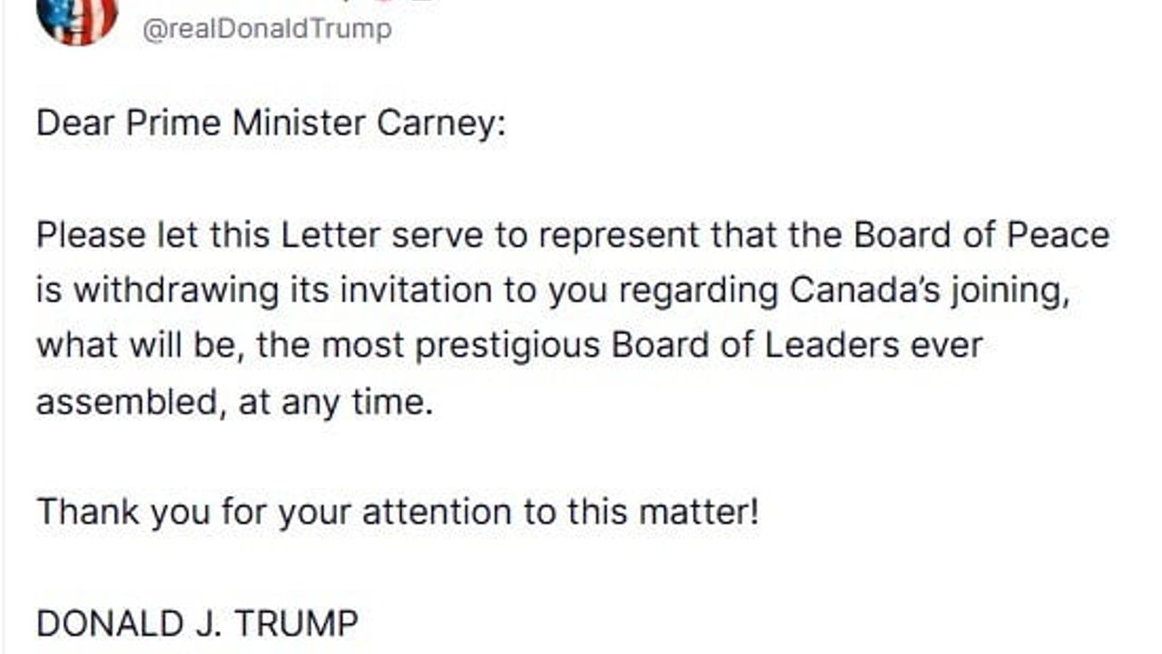 Trump, Kanada Başbakanı Mark Carney’e Gazze Barış Kurulu davetini geri çekti