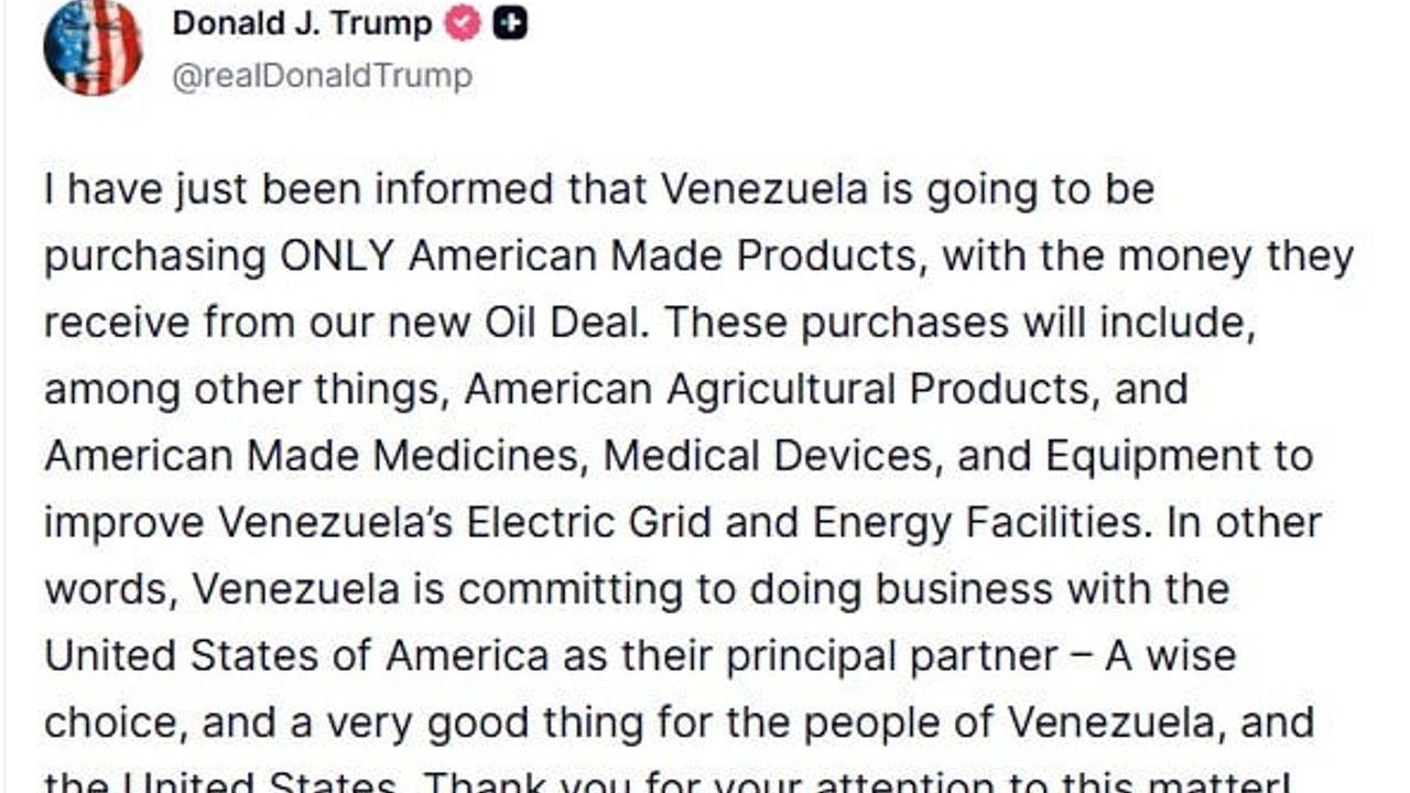 Trump: Venezuela, Petrol Gelirleriyle Sadece ABD Yapımı Ürünleri Satın Alacak