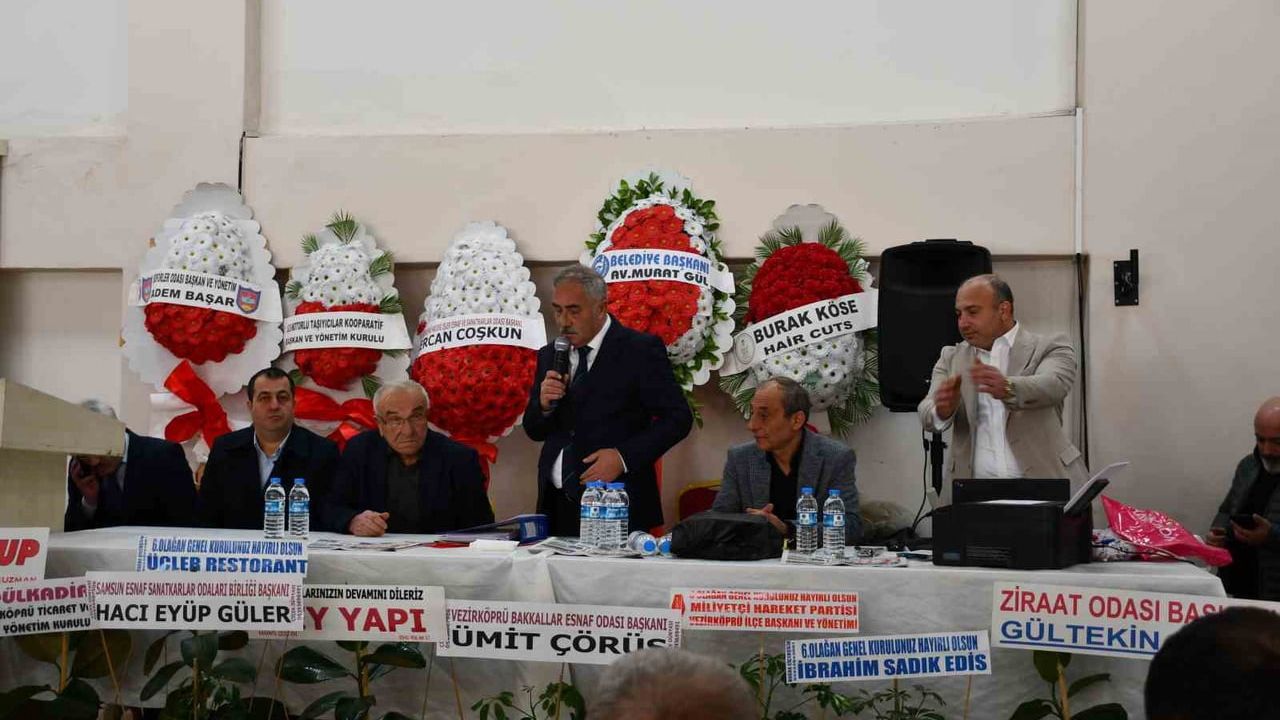 Vezirköprü Esnaf ve Sanatkârlar Odası'nda Orhan Şahin yeniden başkan seçildi