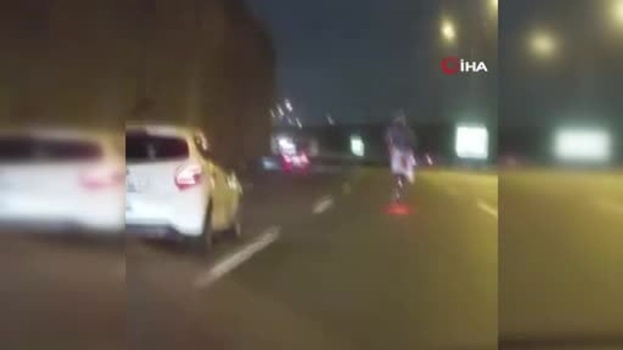 Kuzey Marmara Otoyolu'nda riskli motosiklet sürüşü: Cebeci Tüneli çıkışında akrobatik hareketler