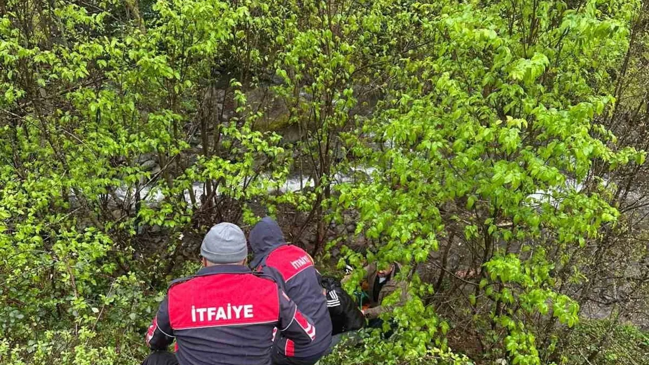 Artvin Borçka'da araç 100 metrelik uçuruma yuvarlandı; sürücü yaralı kurtarıldı