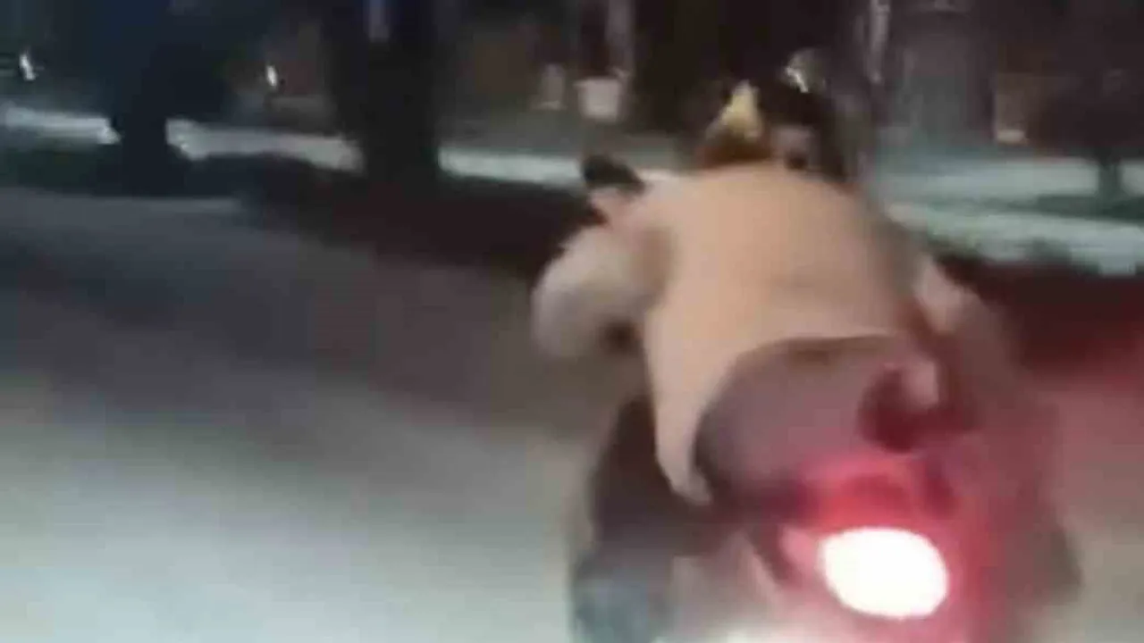 Elazığ Malatya Caddesi'nde motosiklet üzerinde tehlikeli davranış kamerada