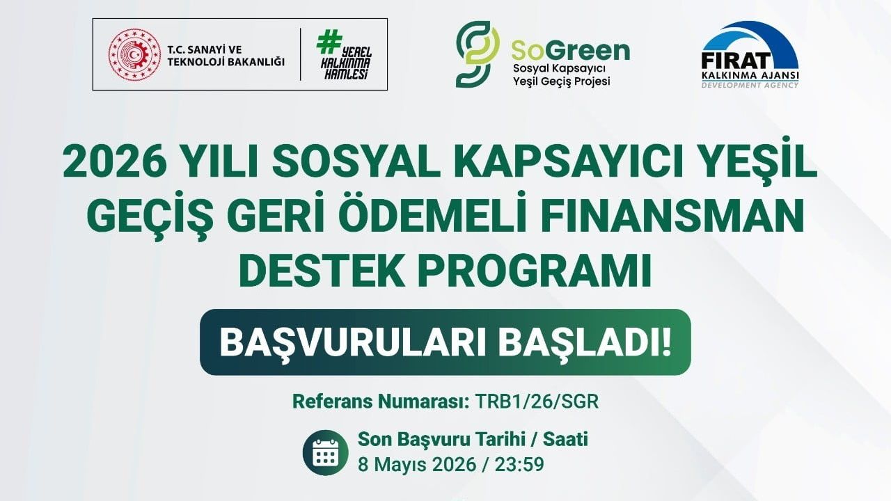 Fırat Kalkınma Ajansı'ndan KOBİ’lere 235 milyon TL'lik faizsiz yeşil dönüşüm finansmanı