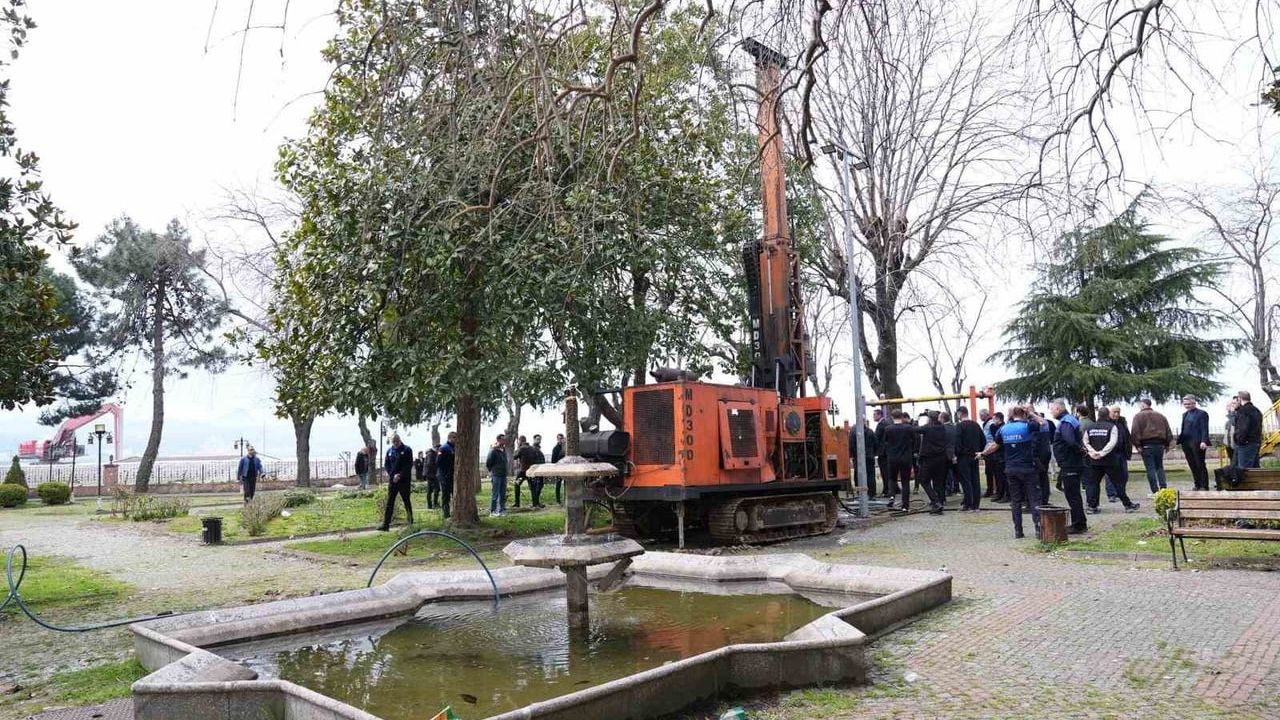 Giresun'da Taşbaşı Parkı'ndaki izinsiz sondaj belediye ekiplerince durduruldu