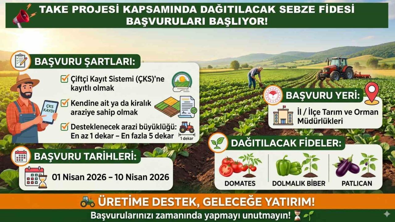 Siirt Tarım ve Orman Müdürlüğü'nden 1-10 Nisan 2026 Tarihli Sebze Fidesi Başvurusu Uyarısı