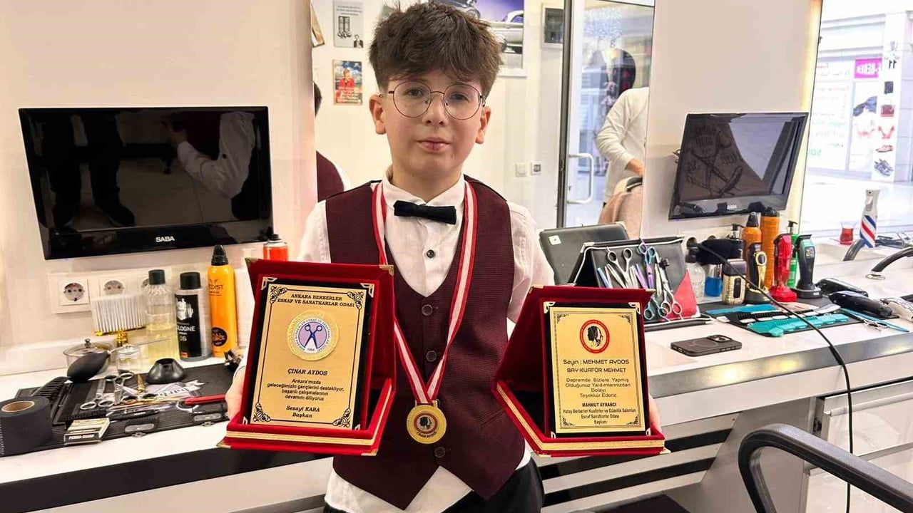 13 yaşındaki berber Çınar Aydos, Ankara'dan uluslararası hedeflere