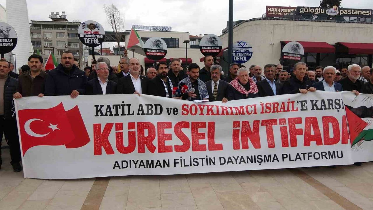 Adıyaman'da Filistin Dayanışma Platformu Gazze'ye Yönelik Saldırıları Protesto Etti