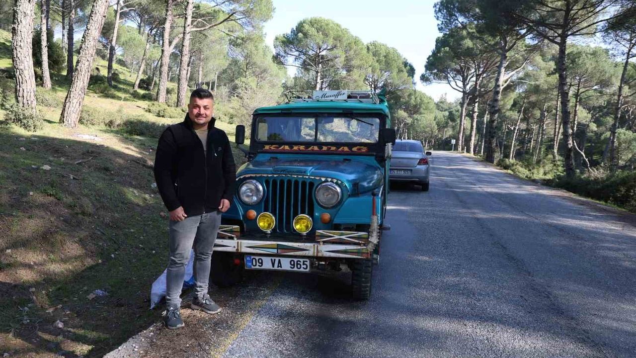 Aydın’da 1962 model yeşil ciple üretim ve taşımacılık yapan genç çiftçi