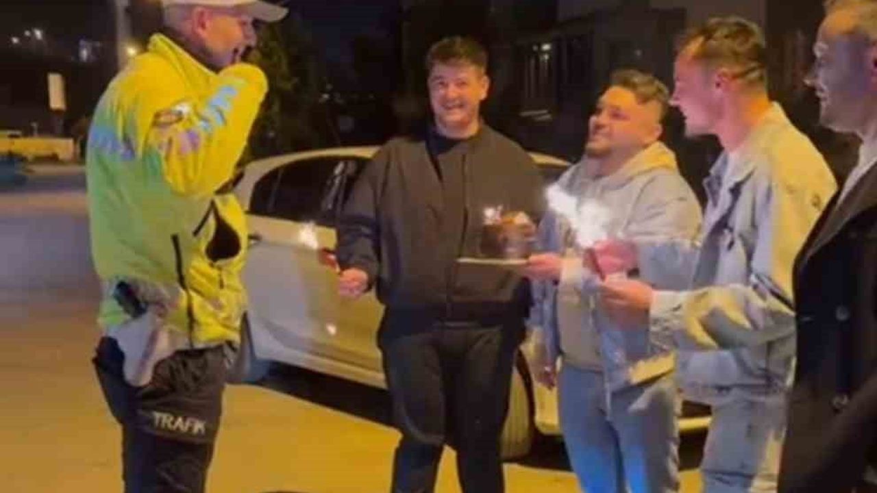 Bartın'da Polis Haftası'nda sahte kaza ihbarıyla pastalı sürpriz