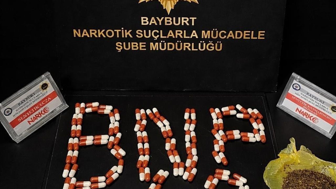 Bayburt'ta narkotik ekipleri 132 sentetik ecza ve 9,22 gram bonzai ele geçirdi
