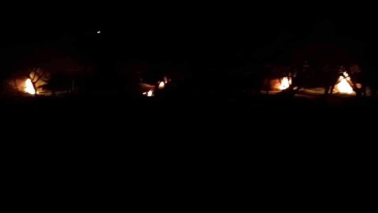 Bolu’da çiftçiler zirai dona karşı meyve ağaçlarının altında ateş yaktı