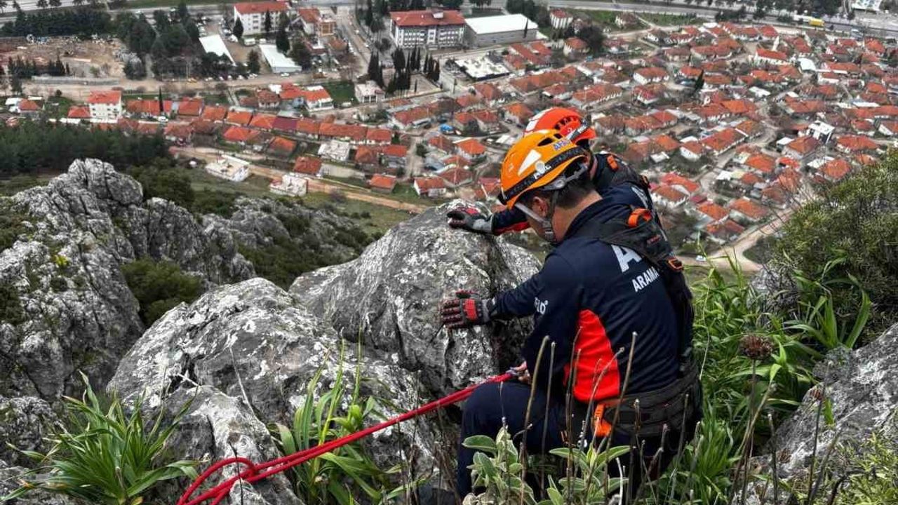 Çeltikçi'de dağlık arazide mahsur kalan keçi AFAD tarafından kurtarıldı