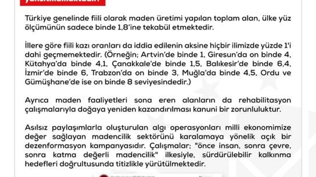 DMM, Türkiye'deki arazi varlıklarının maden sahası olarak ruhsatlandırıldığı iddialarını yalanladı