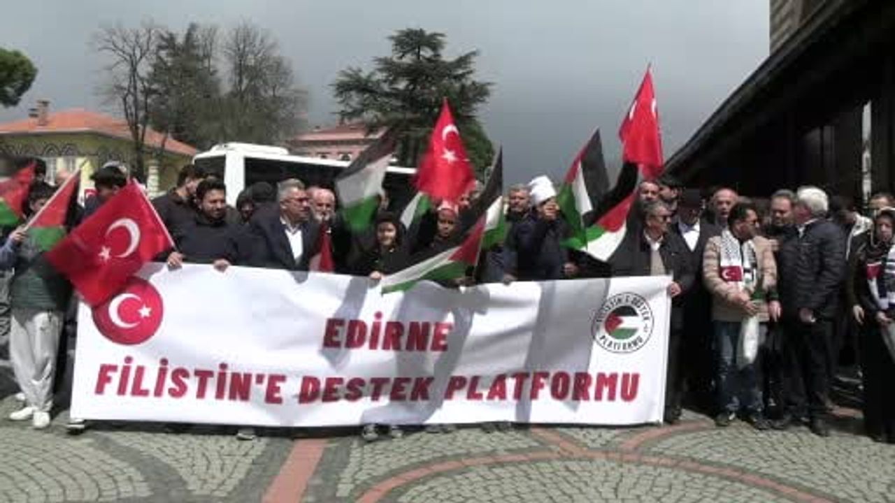 Edirne'de Eski Cami Önünde Filistin'e Destek Açıklaması