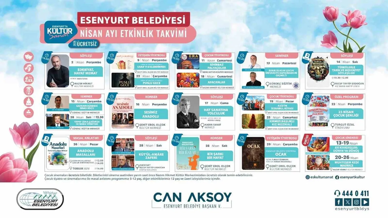 Esenyurt'ta Nisan Boyunca Ücretsiz Kültür ve Sanat Etkinlikleri