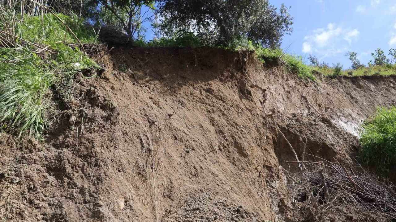 Hatay'da heyelan nedeniyle kapısı toprakla kapanan ahırda 5 büyükbaş mahsur kaldı