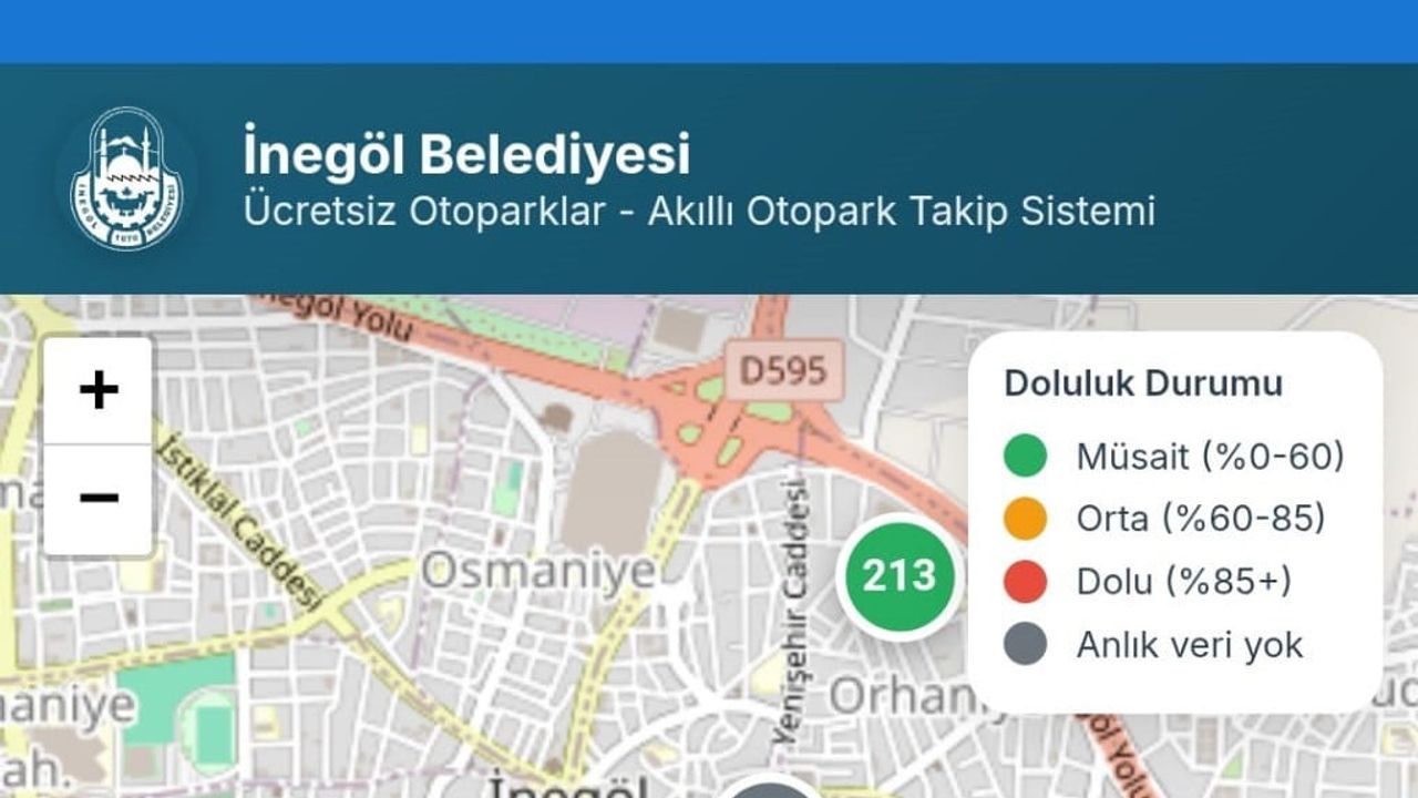 İnegöl'ün 'Senin Belediyen' uygulaması yenilendi: Ücretsiz otoparkların anlık doluluk takibi cepte