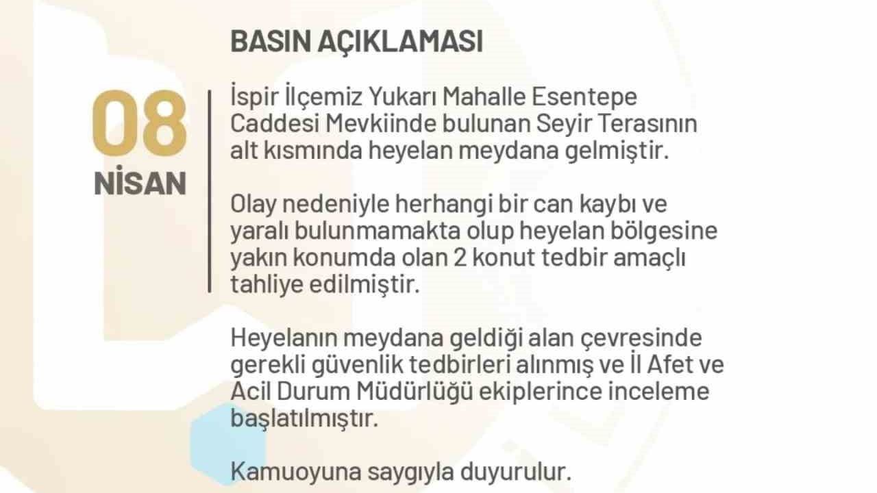 İspir'de heyelan riski: 2 konut tedbir amaçlı tahliye edildi