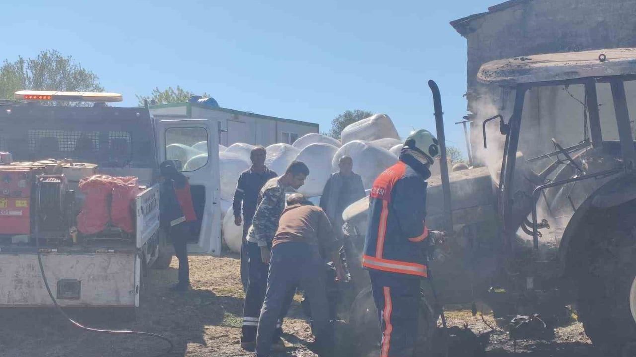 Keşan'da traktör yangını: Altıntaş köyünde araç kullanılamaz hale geldi