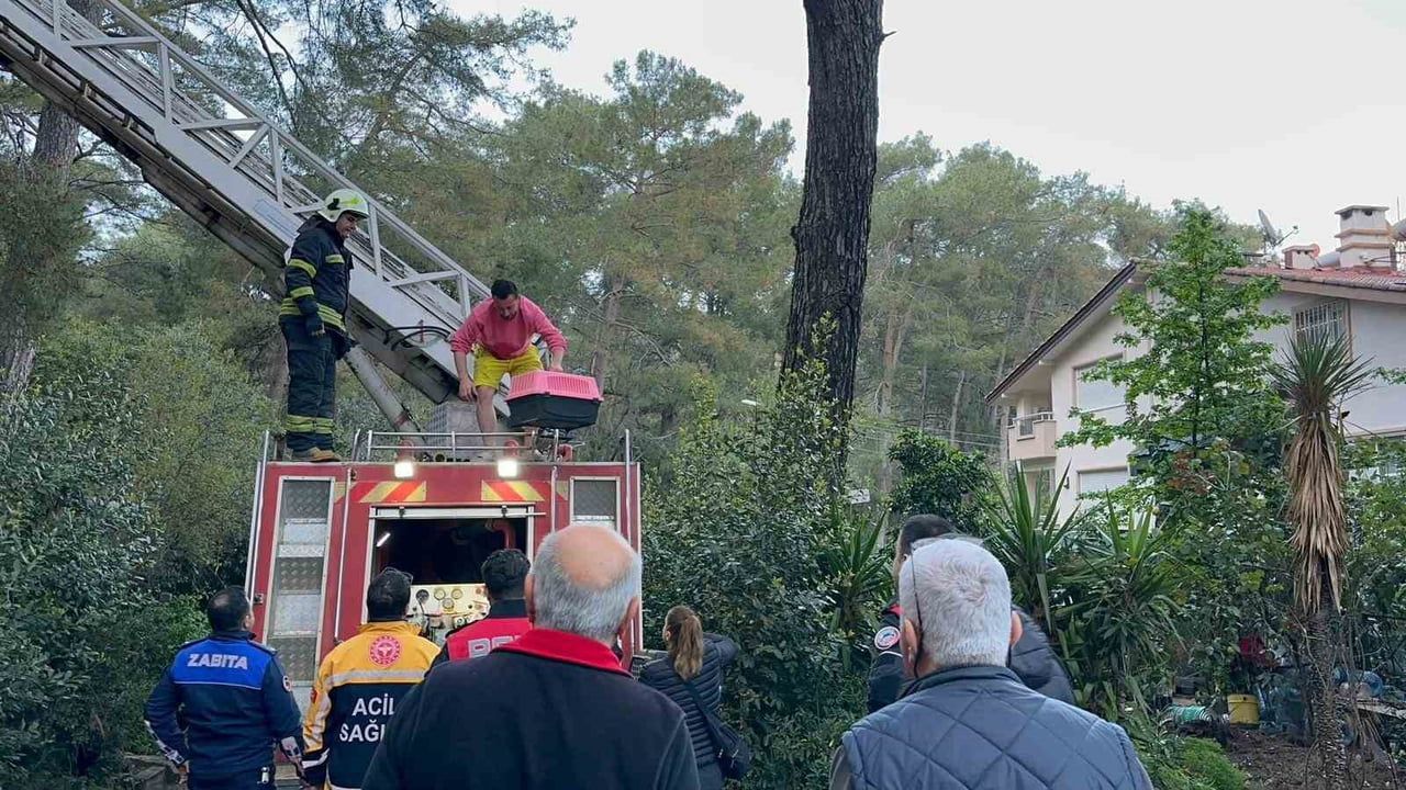 Marmaris’te çatı katı yangını: mahsur kalan kişi itfaiye tarafından kurtarıldı