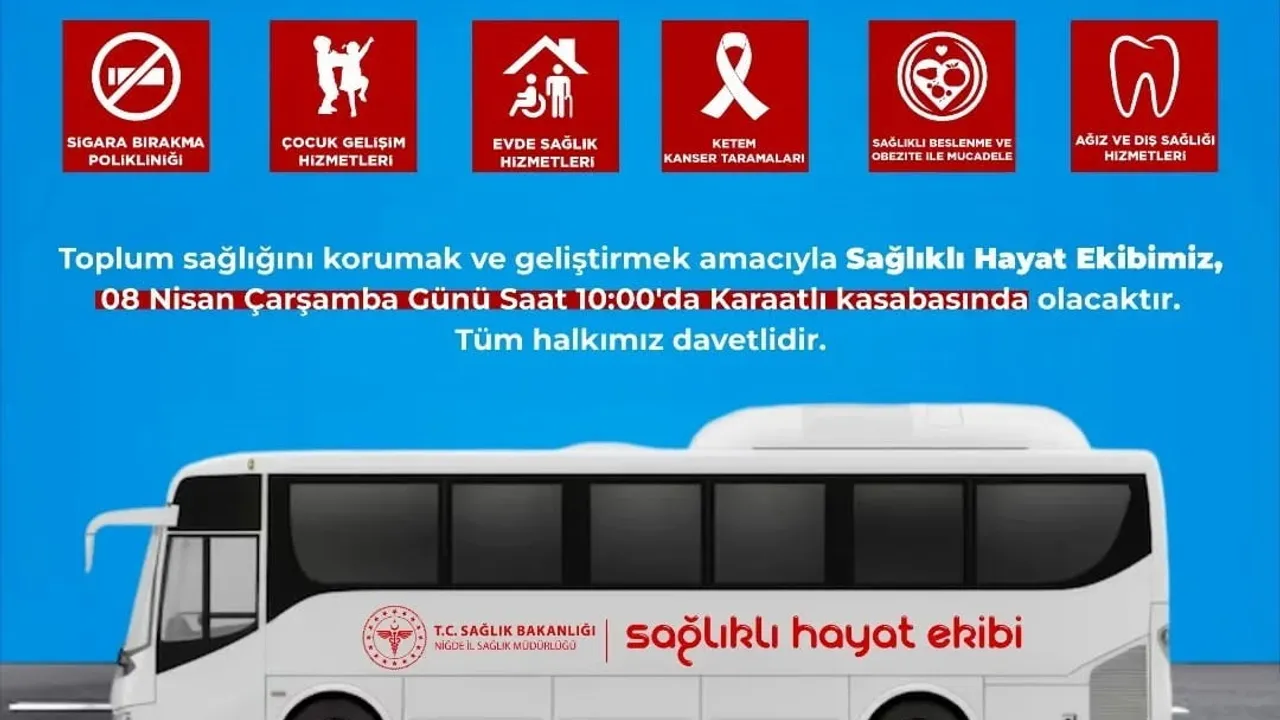 Niğde Mobil Sağlık Ekibi 8 Nisan'da Karaatlı Kasabası'nda Hizmet Verecek