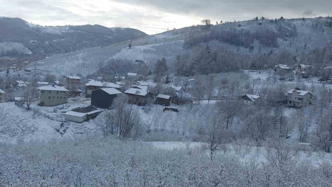 Sakarya Hendek’in yüksek kesimleri karla beyaza büründü