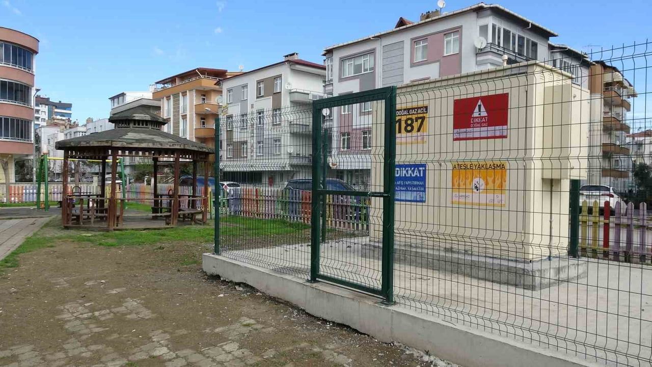 Samsun'da çocuk parkına kurulan doğal gaz regülatörüne mahalle tepkisi