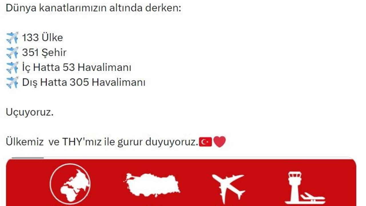 THY 133 ülkede 358 havalimanına uçuş düzenliyor