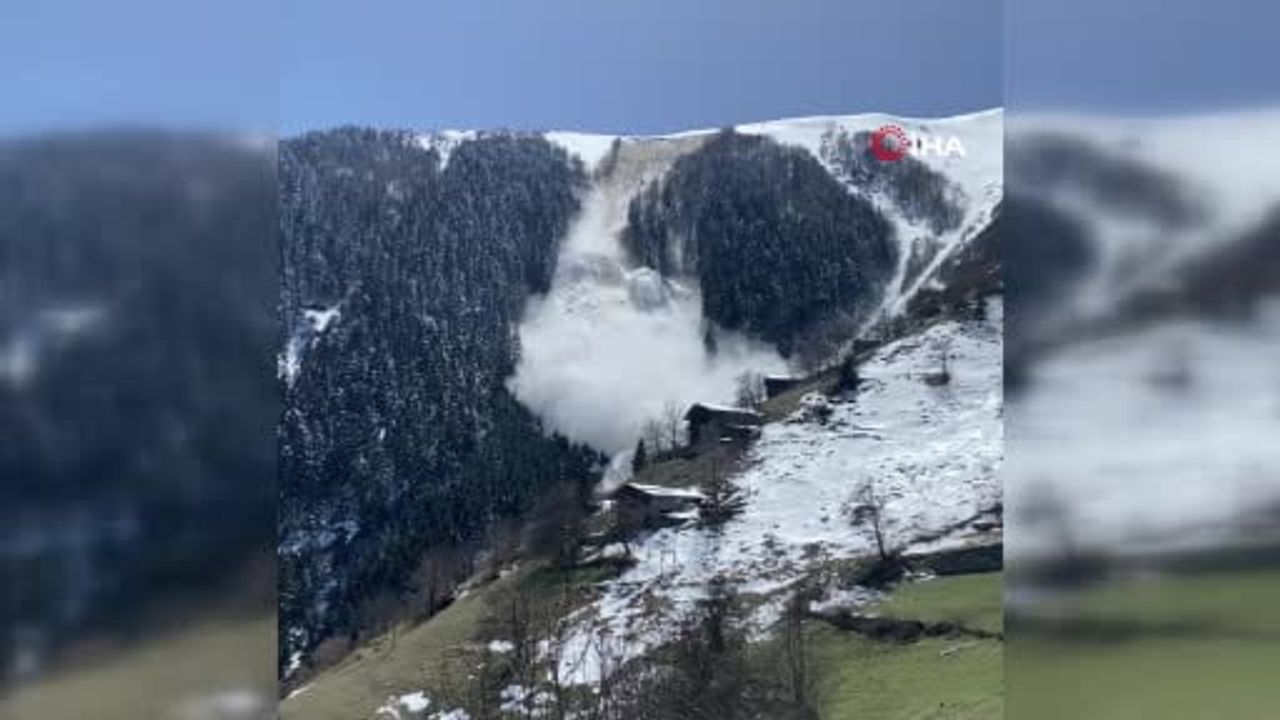 Trabzon Çaykara Seyrantepe'de Çığ Cep Telefonu Kamerasına Yansıdı