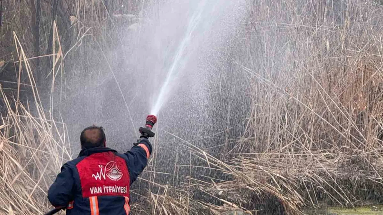 Van Tuşba'da Bardakçı Mahallesi'nde sazlık yangını kontrol altına alındı