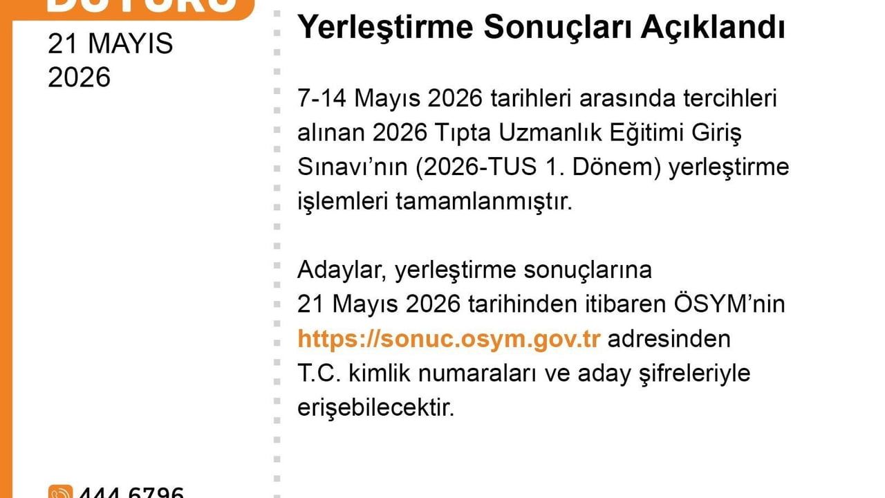 2026-TUS 1. Dönem Yerleştirme Sonuçları Açıklandı