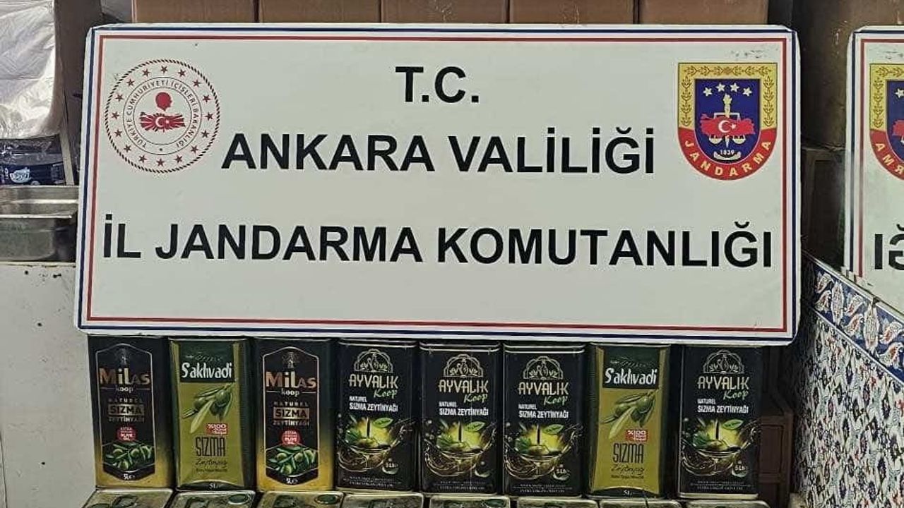 Ankara'da bir buçuk ton kaçak zeytinyağı ele geçirildi; iş yeri sahibi O.E.Ö. gözaltında