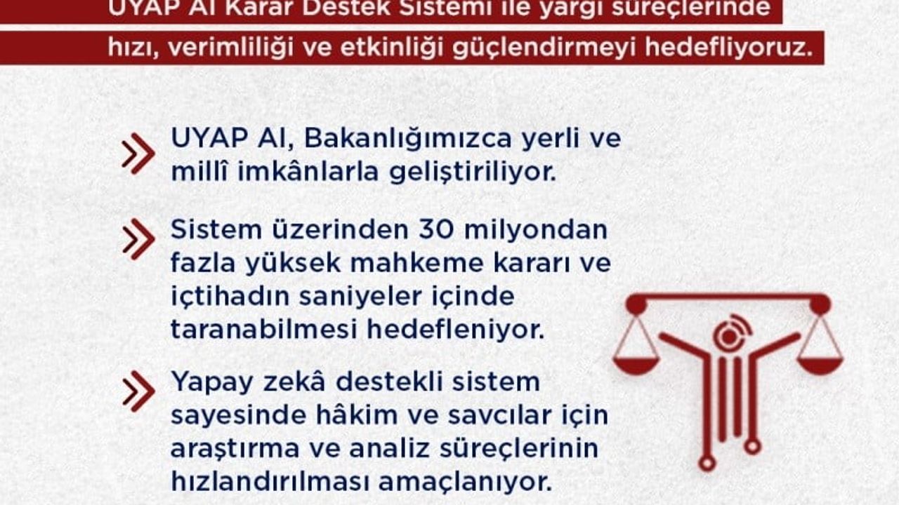 Bakan Gürlek duyurdu: UYAP AI Karar Destek Sistemi hayata geçiriliyor