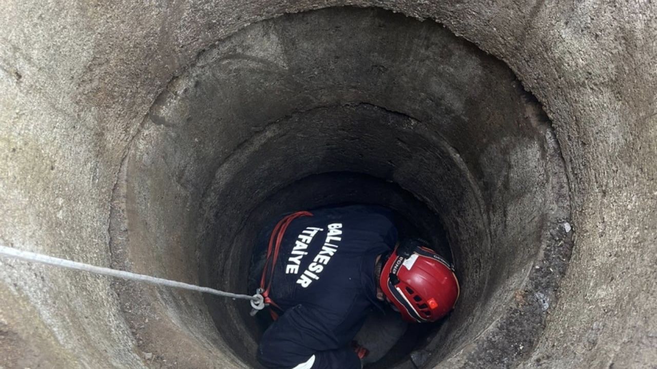 Balıkesir Gönen'de 6 Metrelik Sulama Kuyusuna Düşen Koyun Kurtarıldı