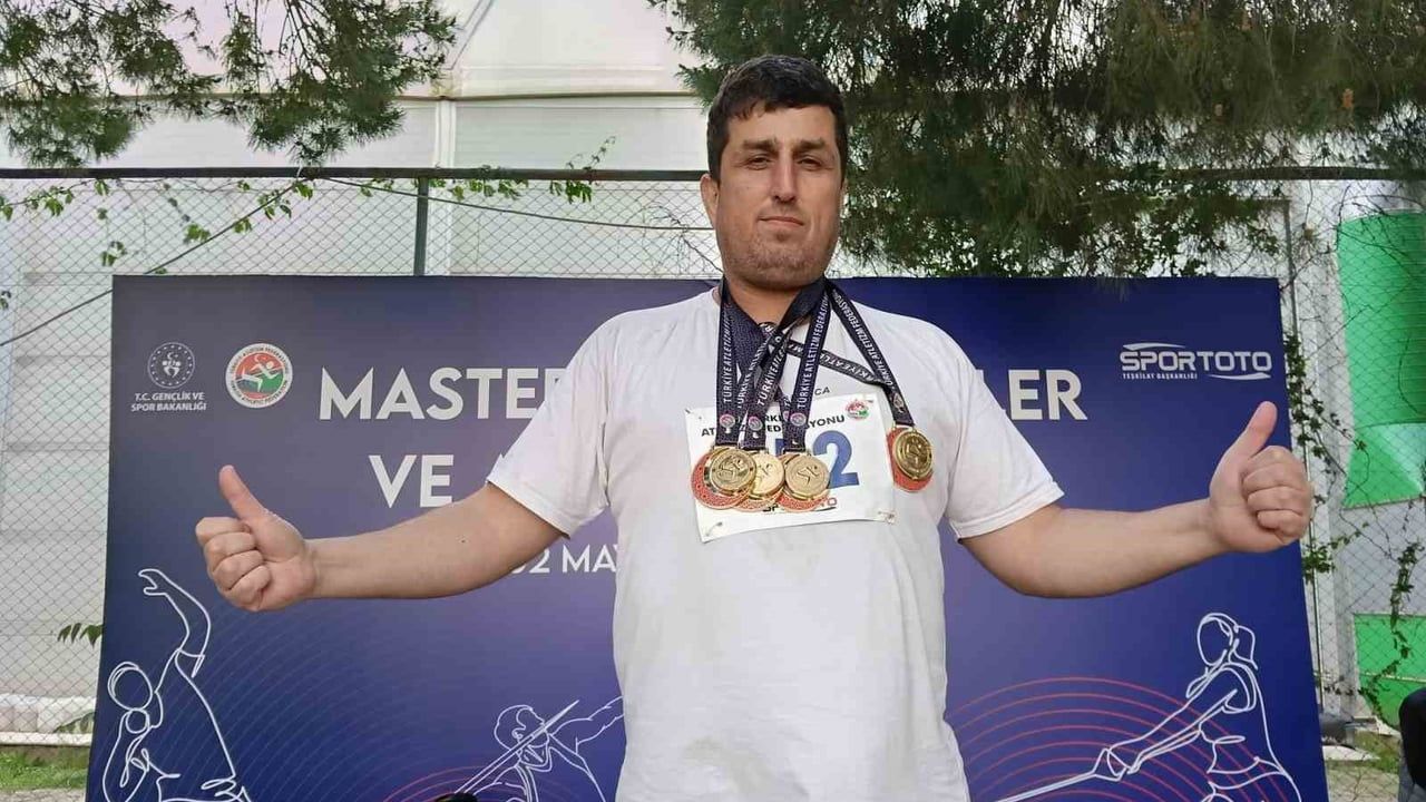 Balıkesirli veteran sporcu Alp Gökbora Ulubeli İzmir'de 4 dalda Türkiye şampiyonu oldu