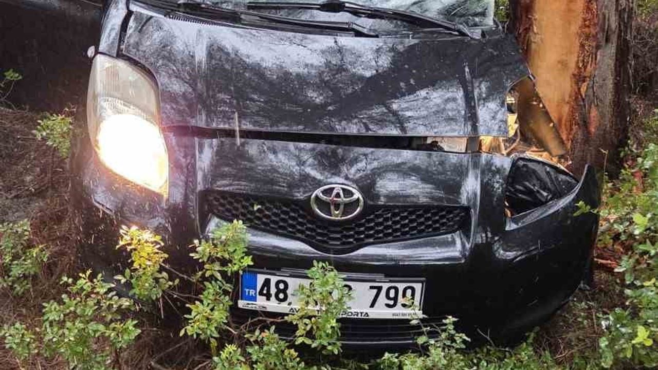 Bodrum'da yağışta kontrolden çıkan otomobil ormanlık alana girdi: 1 yaralı