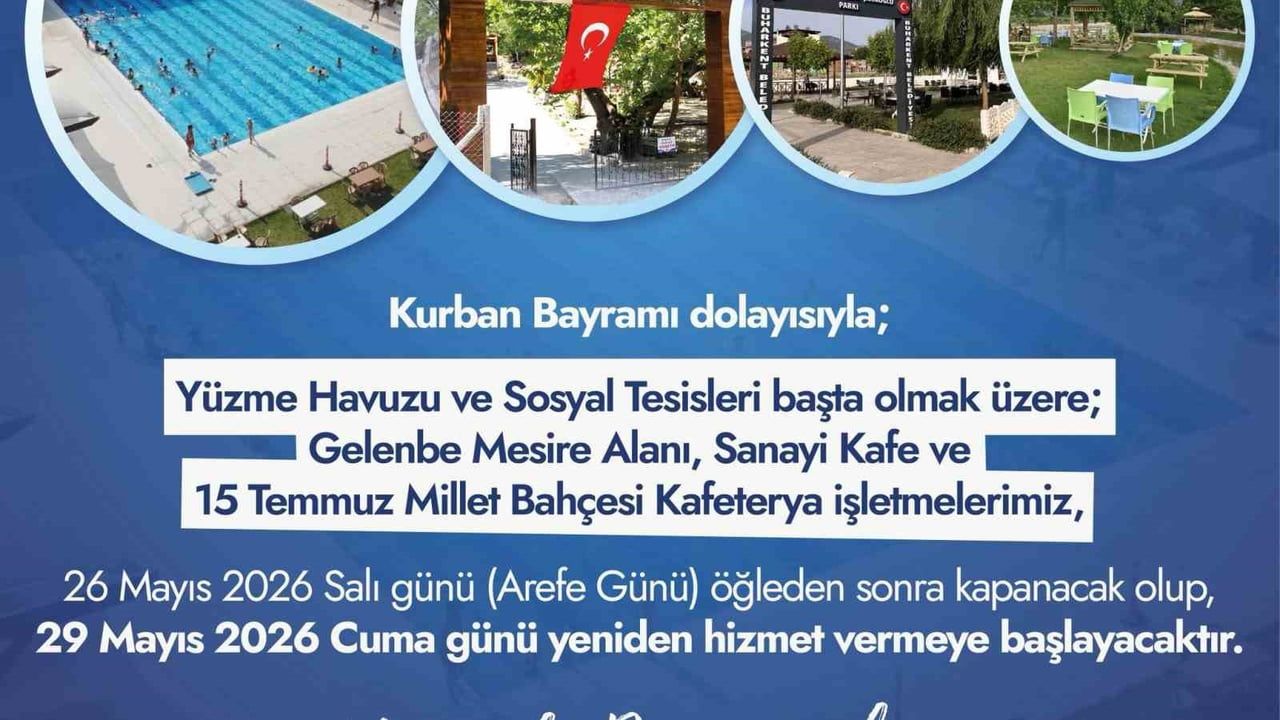 Buharkent Belediyesi: Sosyal tesisler arefe günü öğleden sonra geçici olarak hizmete ara verecek
