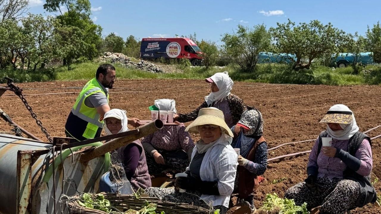 Denizli Büyükşehir'in Mobil İkram Araçları Tarlalarda: Tarım İşçilerine Soğuk Su ve Meyveli İçecek