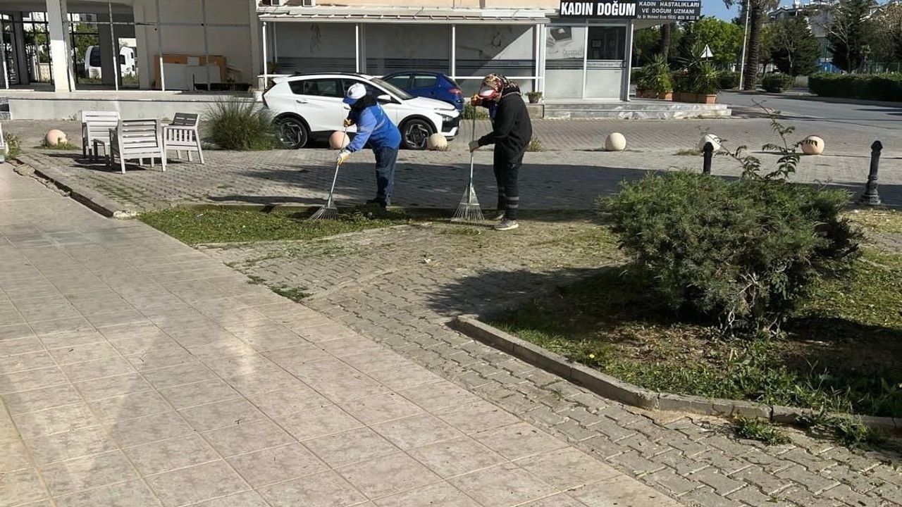Didim'de park ve yeşil alanlarda bakım çalışmaları sürüyor