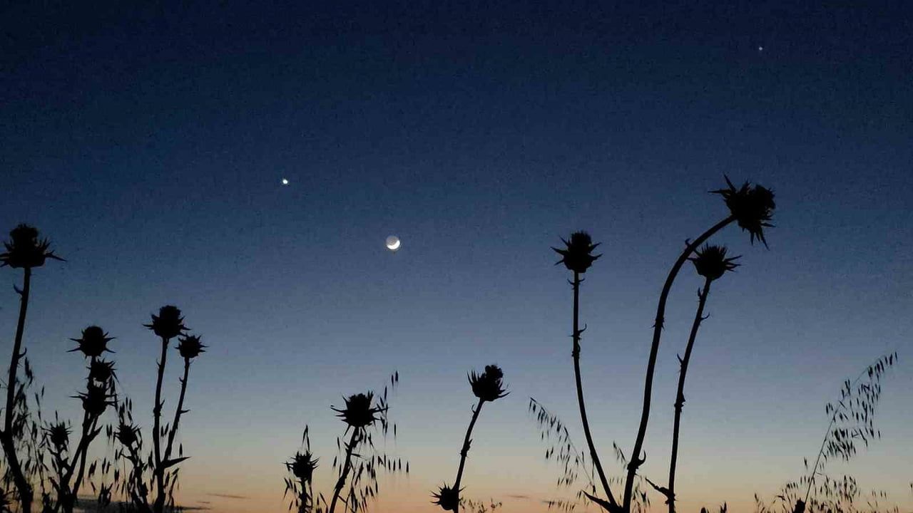 Edirne'de ay ve yıldızın aynı karede buluşması