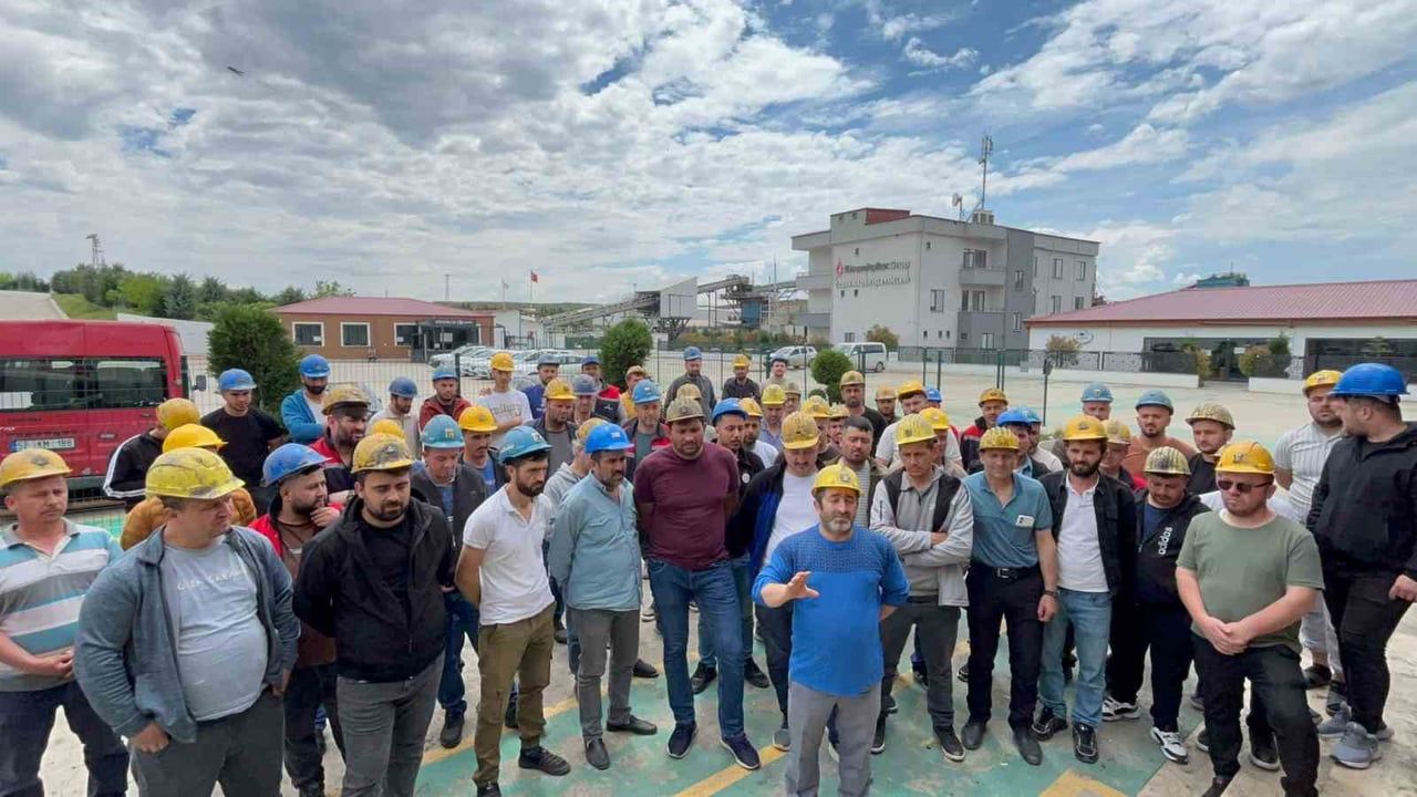 Edirne Uzunköprü'de maden işçileri maaş ve tazminat iddiasıyla greve çıktı