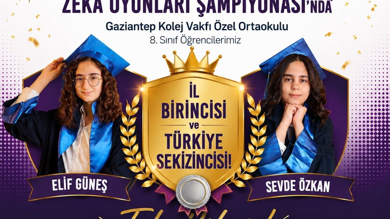 Gaziantep Kolej Vakfı öğrencileri Zeka Oyunları’nda Türkiye sekizincisi oldu