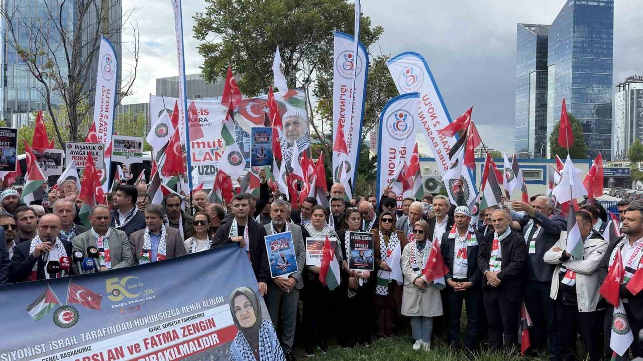 HAK-İŞ Genel Başkan Vekili Devlet Sert, Sumud Filosu aktivistlerinin alıkonulmasını protesto etti