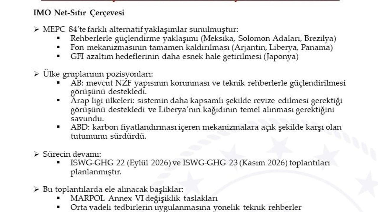 IMO MEPC 84: Deniz Çevresini Koruma Komitesi kararları ve Türkiye'nin önerileri