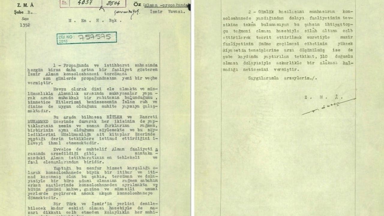 MİT arşiv belgesinde 1942: İzmir'de Alman Konsolosluğu tercümanının Hitler propagandası iddiası