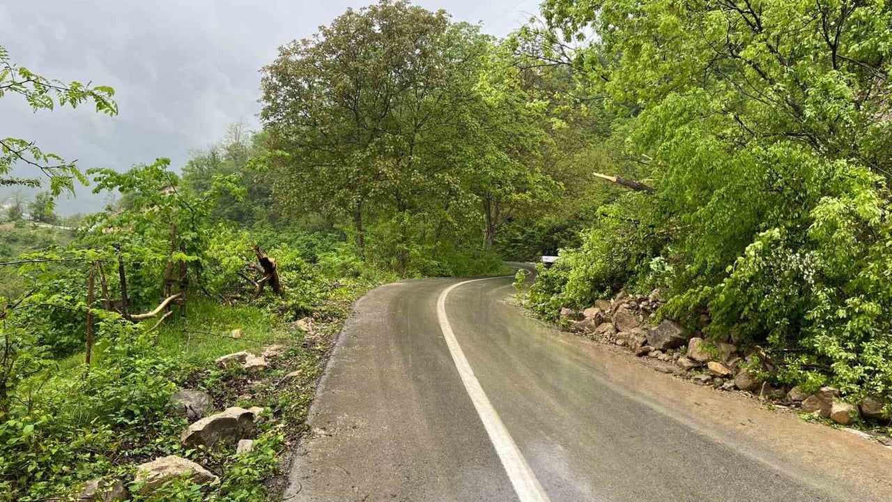 Ordu'nun Kumru ilçesinde heyelan nedeniyle kısmen kapanan yol ulaşıma açıldı