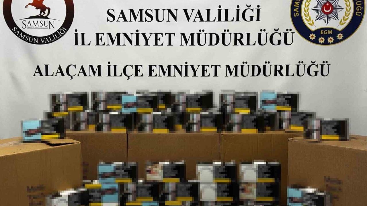 Samsun Alaçam'da 50 bin adet dolu makaron ele geçirildi