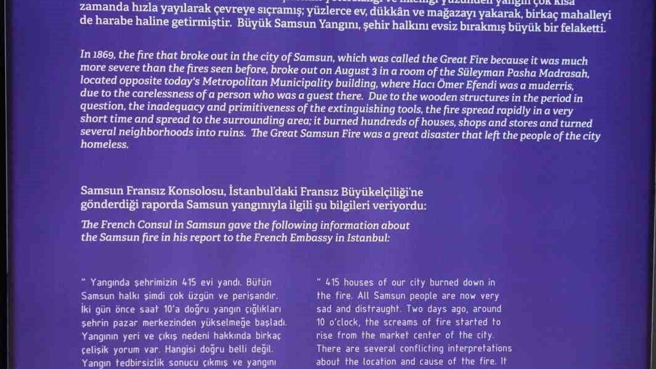 Samsun'da 1869 Büyük Yangını: 500 Evin Yok Oluşu ve Müzede Sergilenmesi